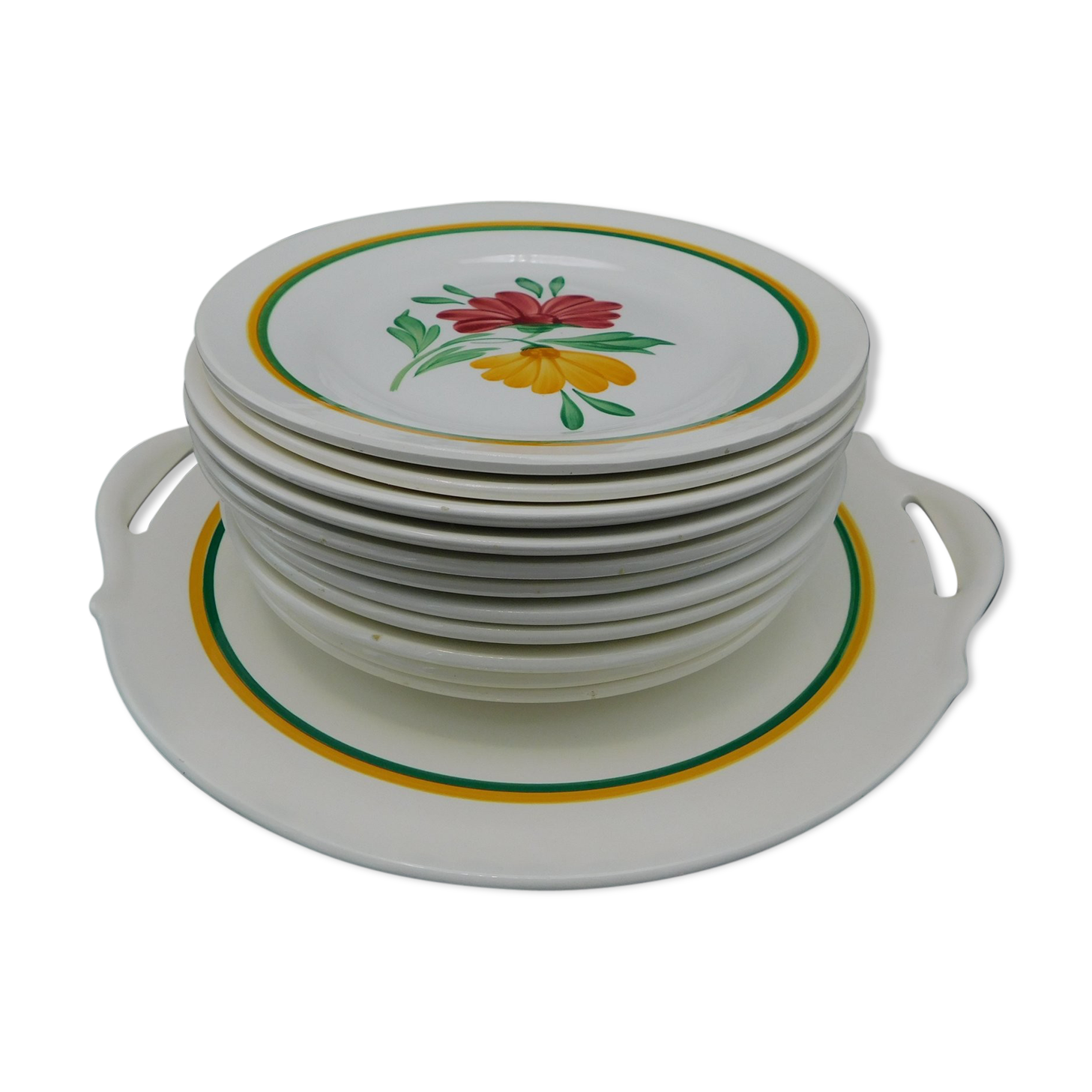 Digoin Sarreguemines cake dish and dessert plates