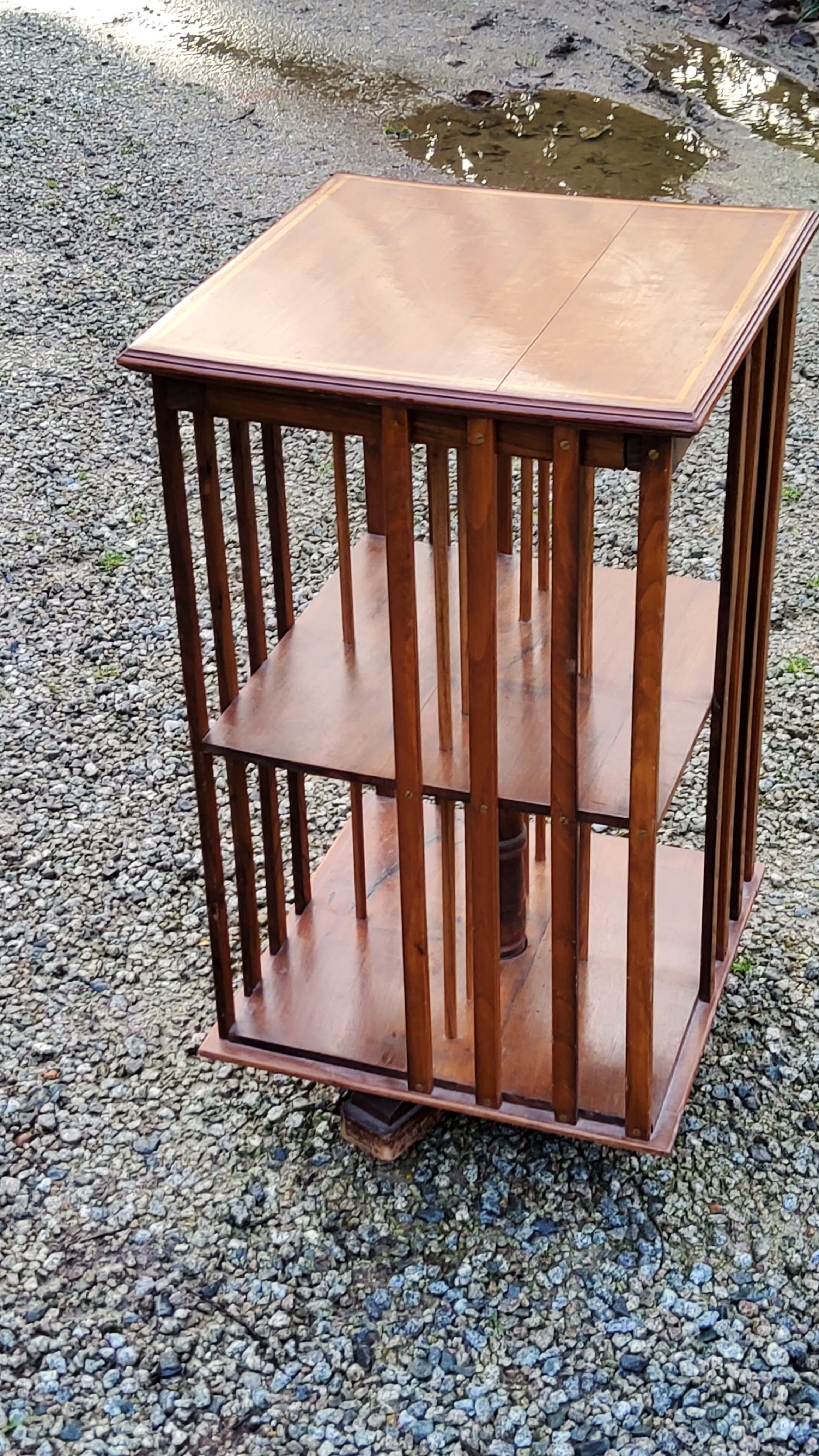 Art Deco style revolving bookcase in walnut and oak