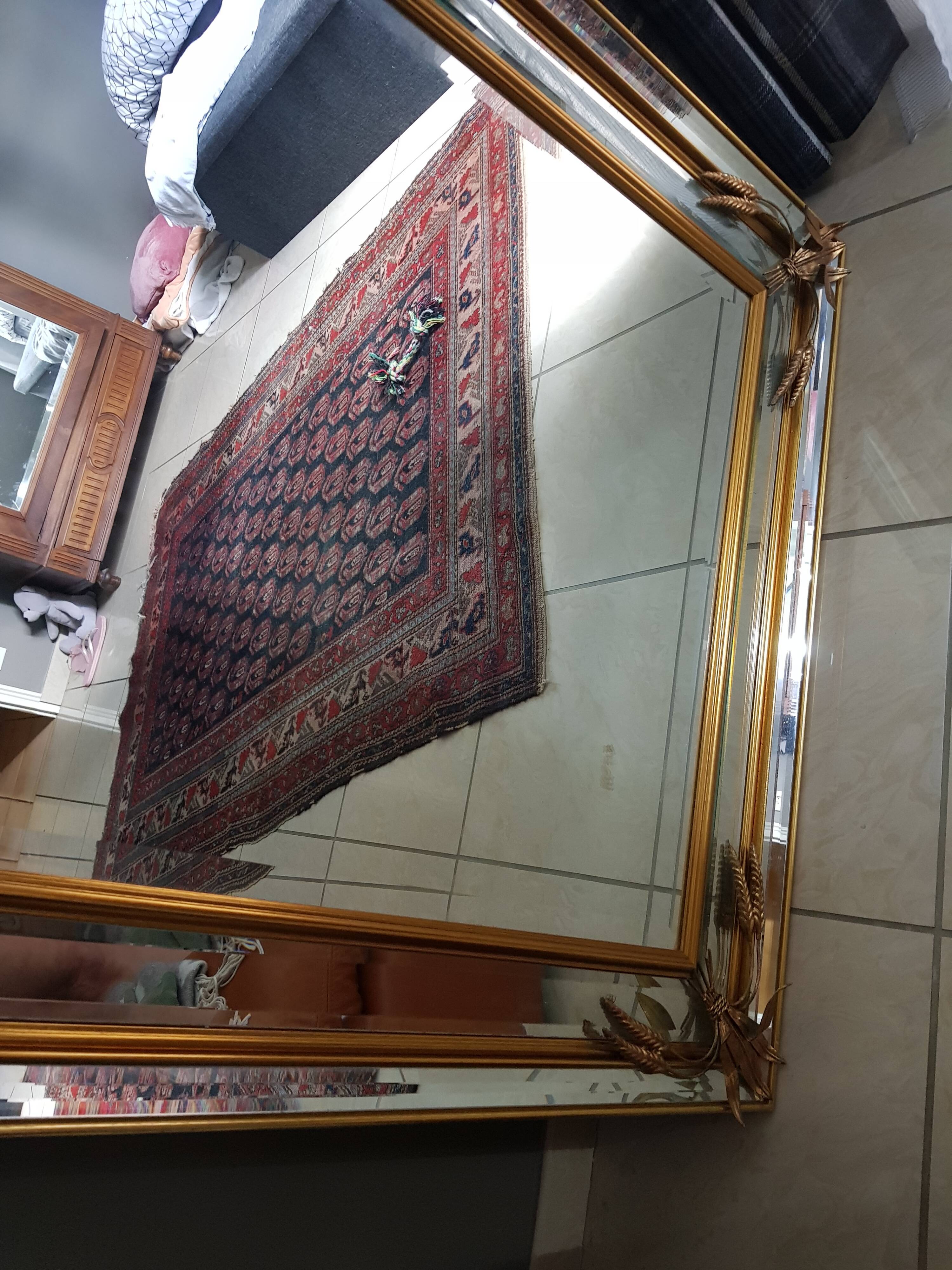 Large mirror has parcloses sheaf of wheat  96x186cm