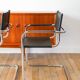 Ensemble de 4 fauteuils tubulaires en croute de cuir Cantilever chrome et Noir, dans le goût de Mart Stam, 1970