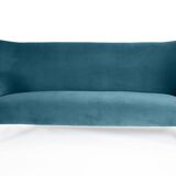 Canapé 3 places en velours allemand, années 1960, bleu océan, restauré