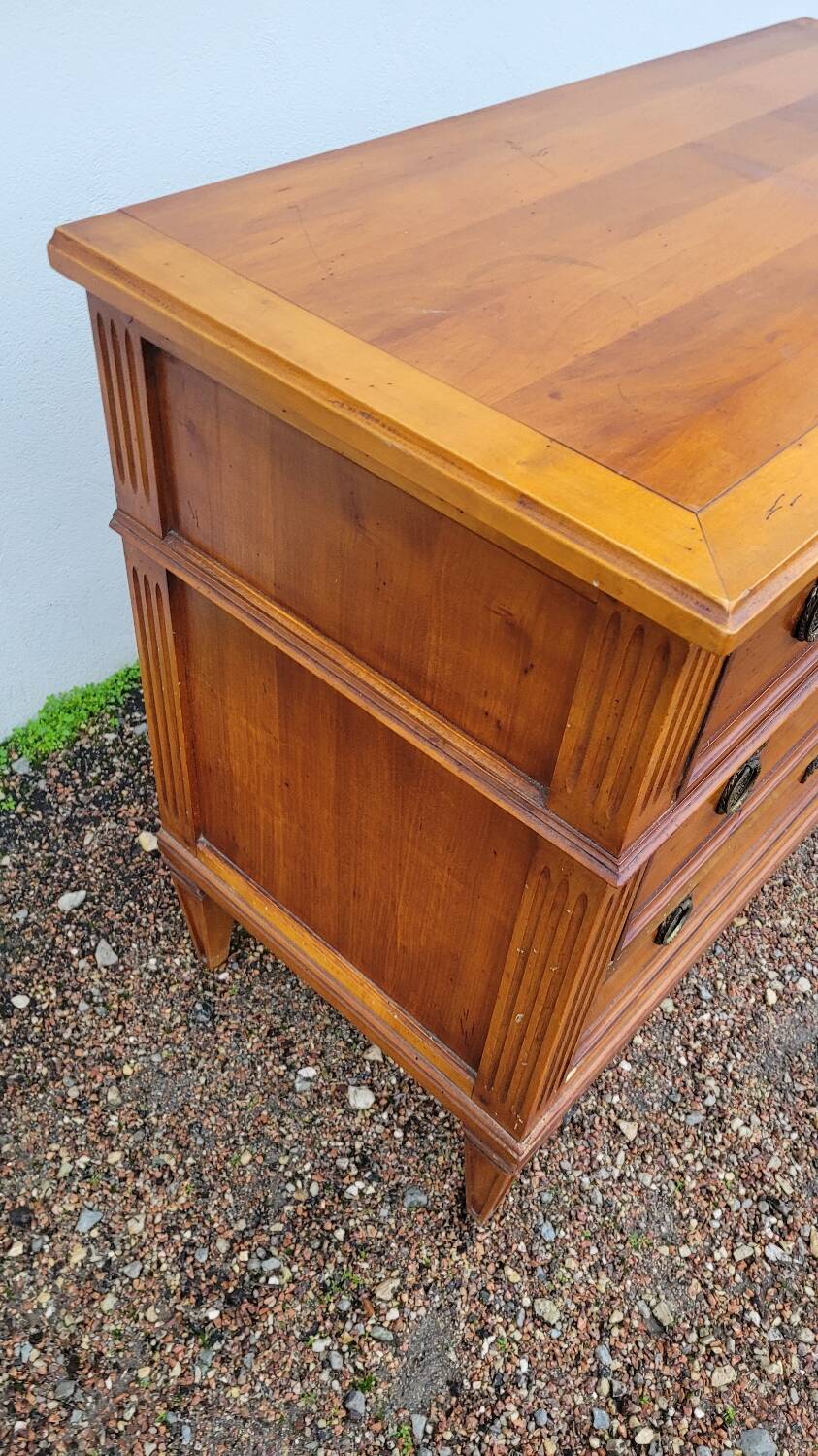 Louis xvi style chest of drawers in cherry wood 3 drawers