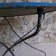 Ancienne table de jardin ronde en fer