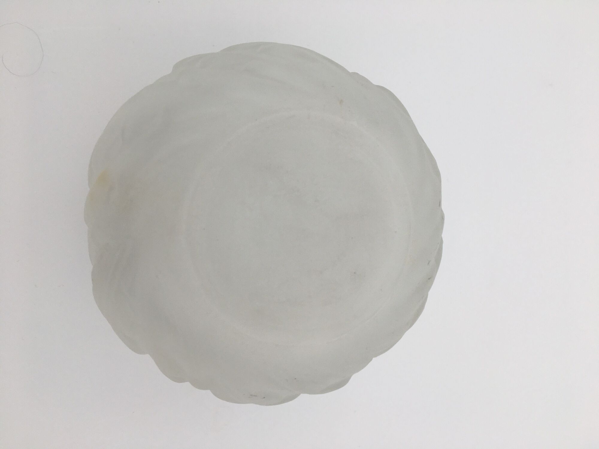 art deco ball vase in moulded pressed glass, satin - 1930s