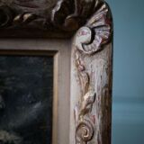 Ancienne huile sur toile, bouquet de fleurs, encadrement de style montmartre