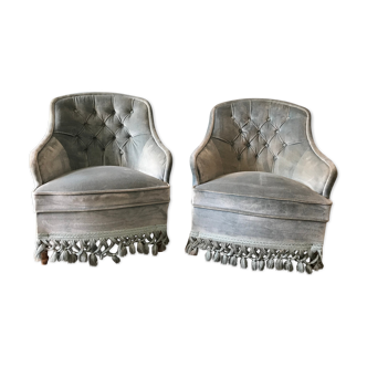 Pair of blue toad armchairs