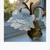 Vintage peacock bronze and pink wall light in glass paste