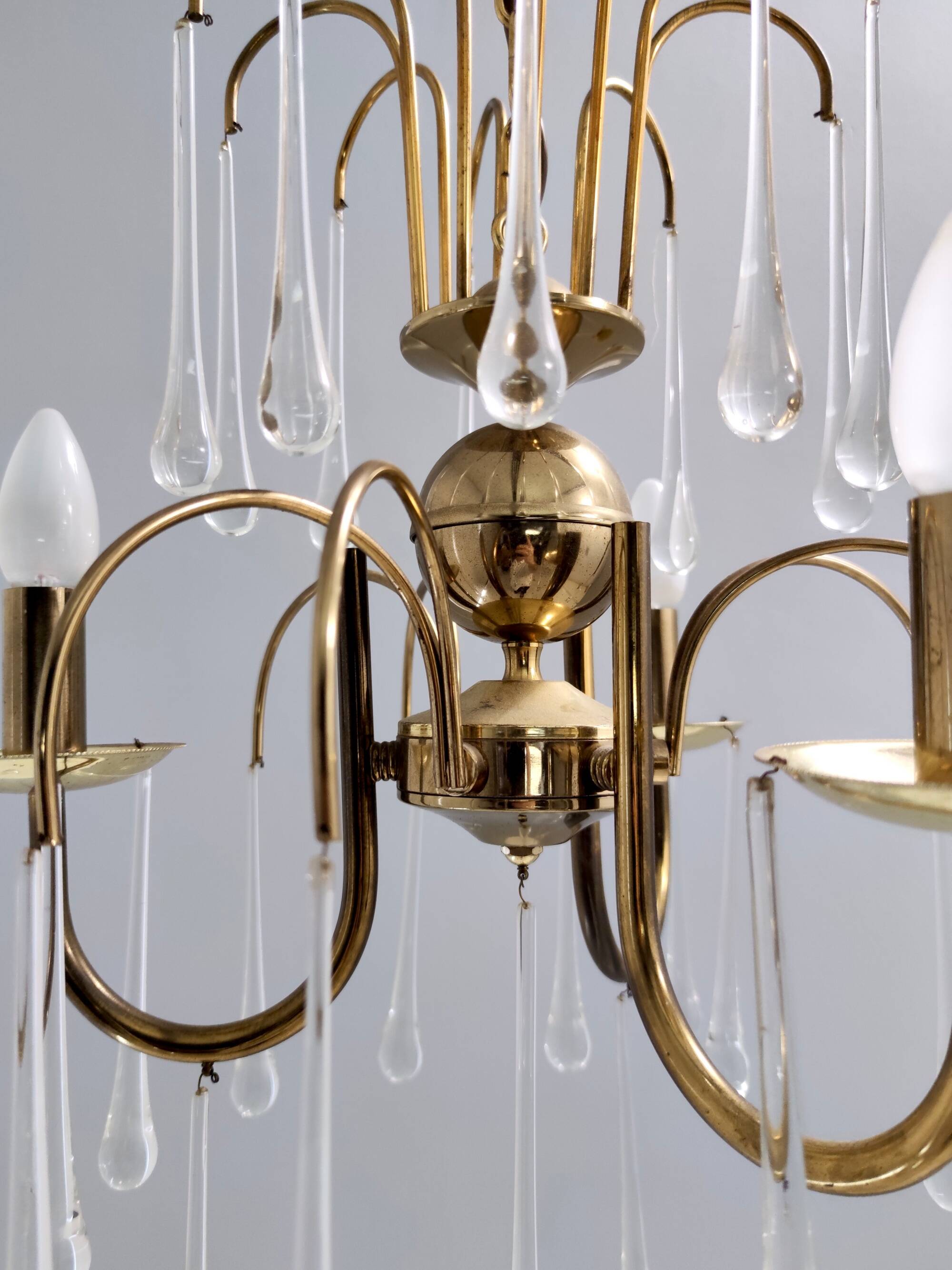 Murano Glass Teardrop Chandelier in the Style of Venini, Italy