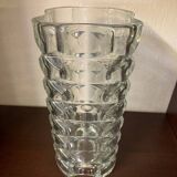 Vintage luminarc glass pave vase from the 70s with tall flowers