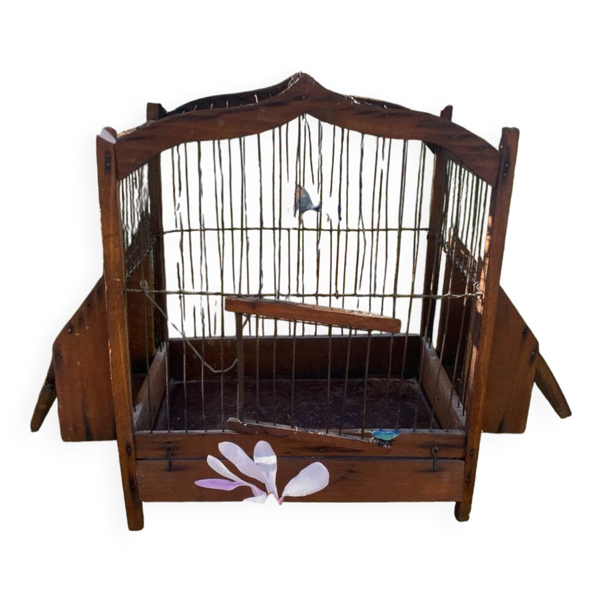 Antique wooden birdcage