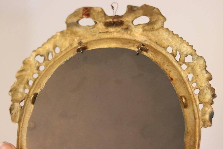 Pair of Swedish brass sconces with mirror