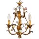 Lustre vintage italien en porcelaine roses dorées et dorées baroque rococco 1950