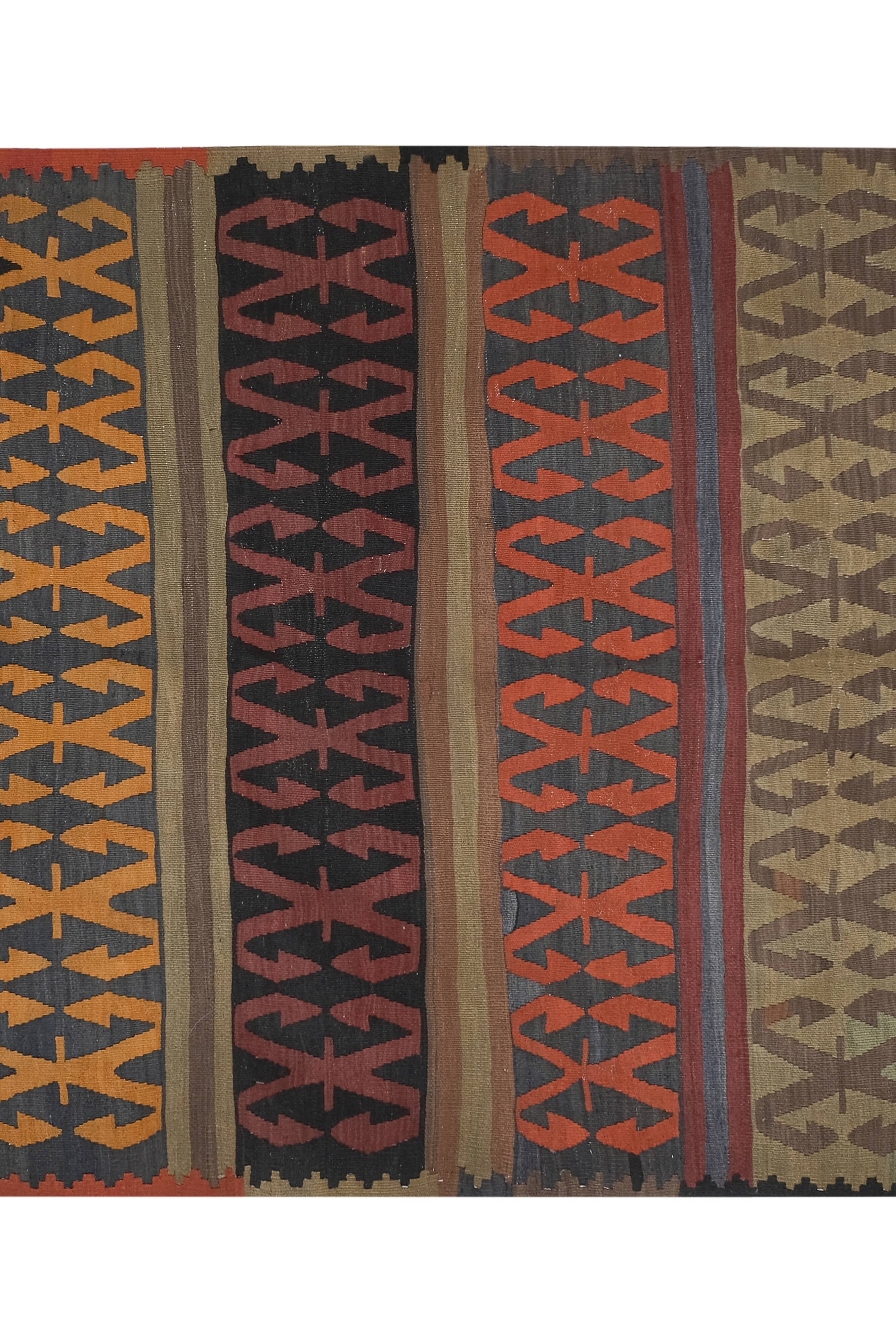 Early 20th Century Wide Konya Kilim Runner for Foyer 4'11'' x 10'1''