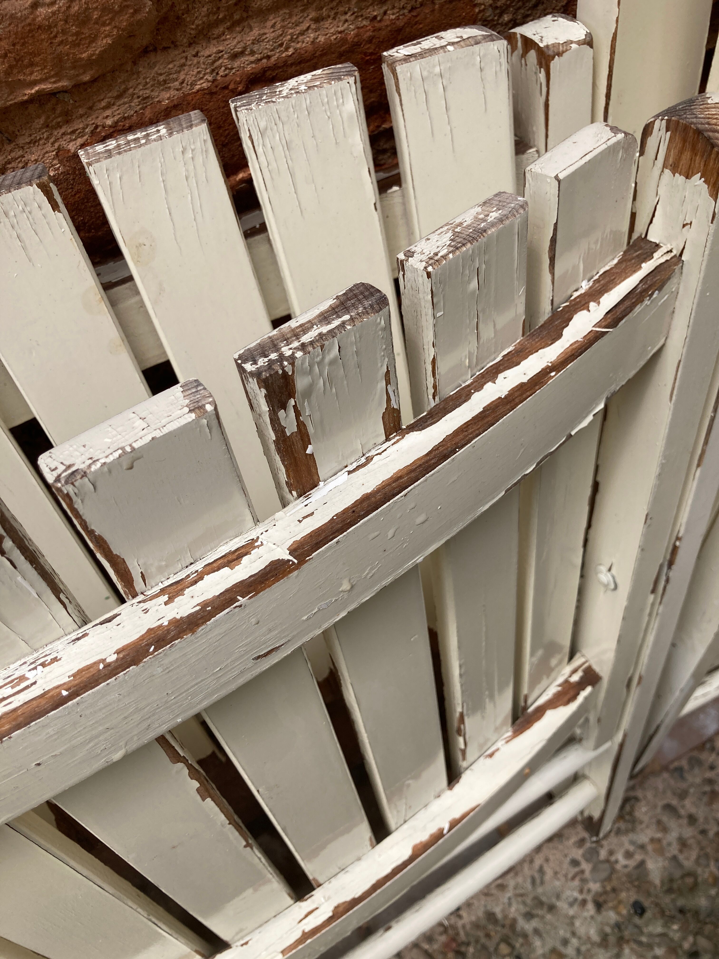 Five wooden garden armchairs