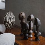 Set of 4 decorative handcrafted African wooden sculptures, mid-century.