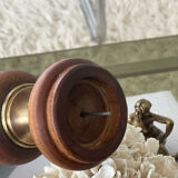 Wood and brass candle holder 1970