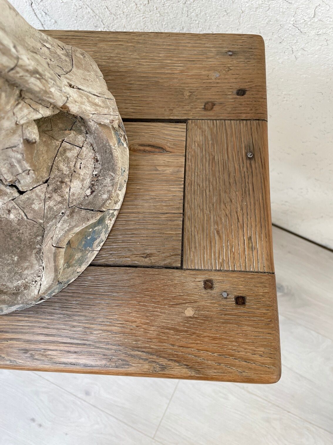 Raw oak butt console