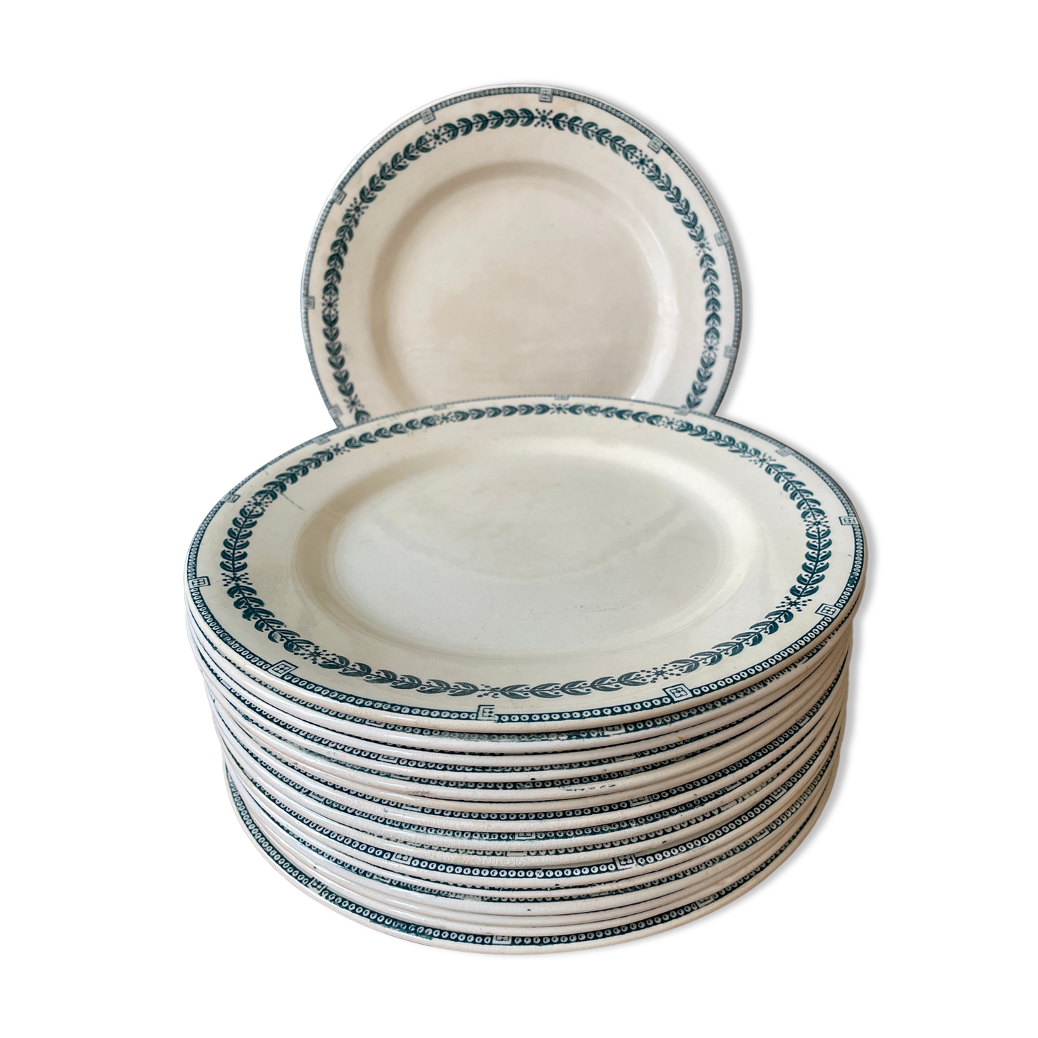 Set of 16 flat plates Terre de Fer, Service Condé Salins