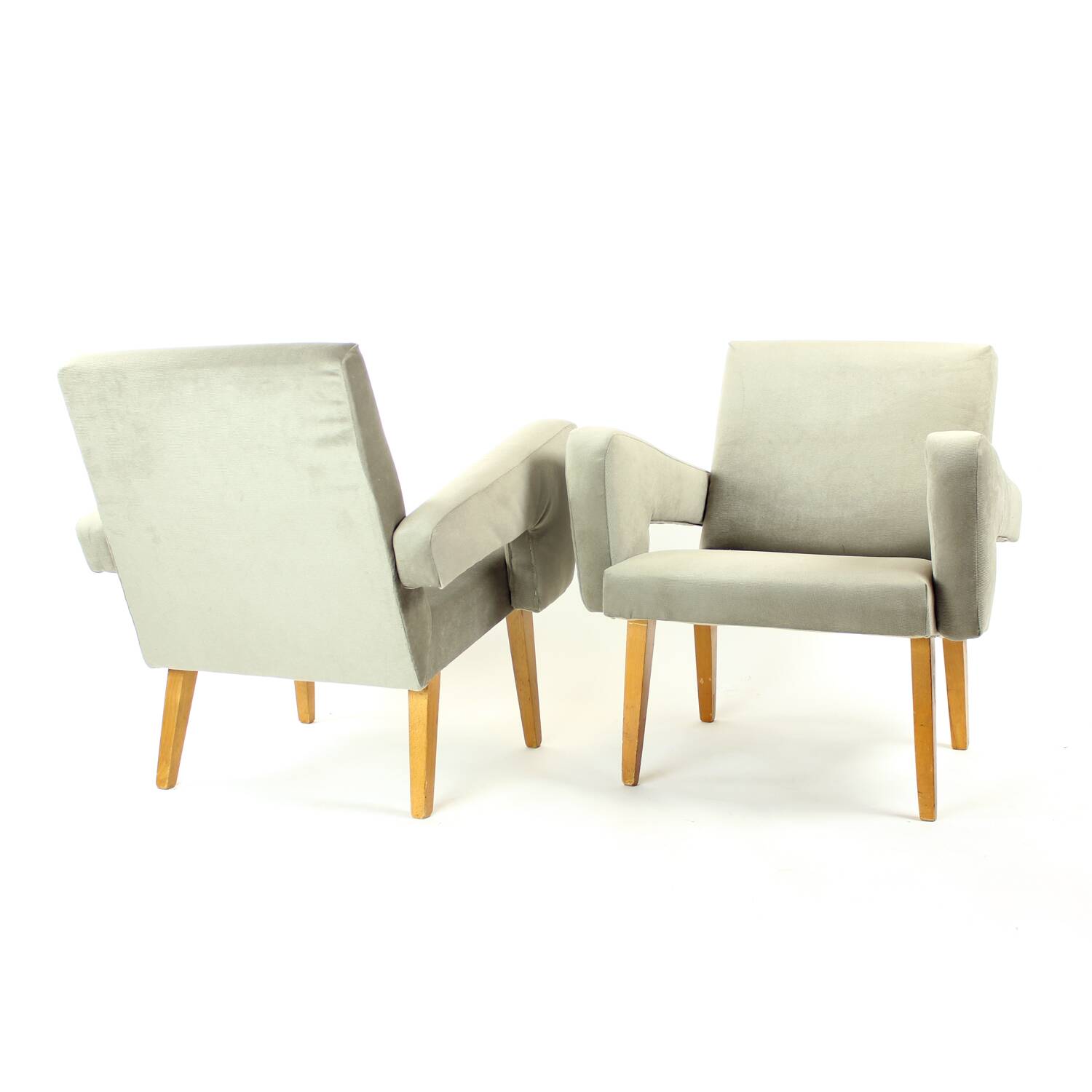 Ensemble de deux fauteuils avec tabouret du milieu du siècle, Tchécoslovaquie, années 1960