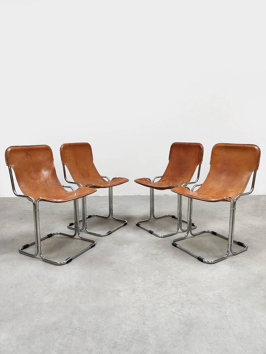 Vintage leather Calla Arflex dining chair Ari Colombo