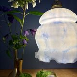 Vintage globe pendant light in white and blue opaline