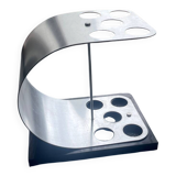 A modernist ebonised and aluminium umbrella stand