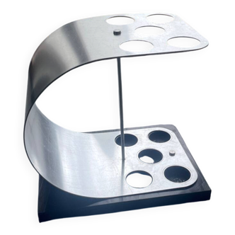 A modernist ebonised and aluminium umbrella stand