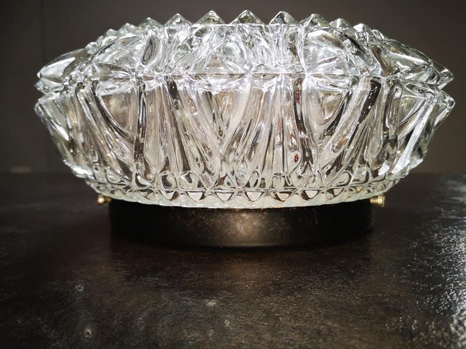Old ceiling lamp vintage glass wall lamp 1960/70