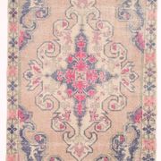 Turkish Cream Pink Oriental Vintage Rug, 121x208Cm