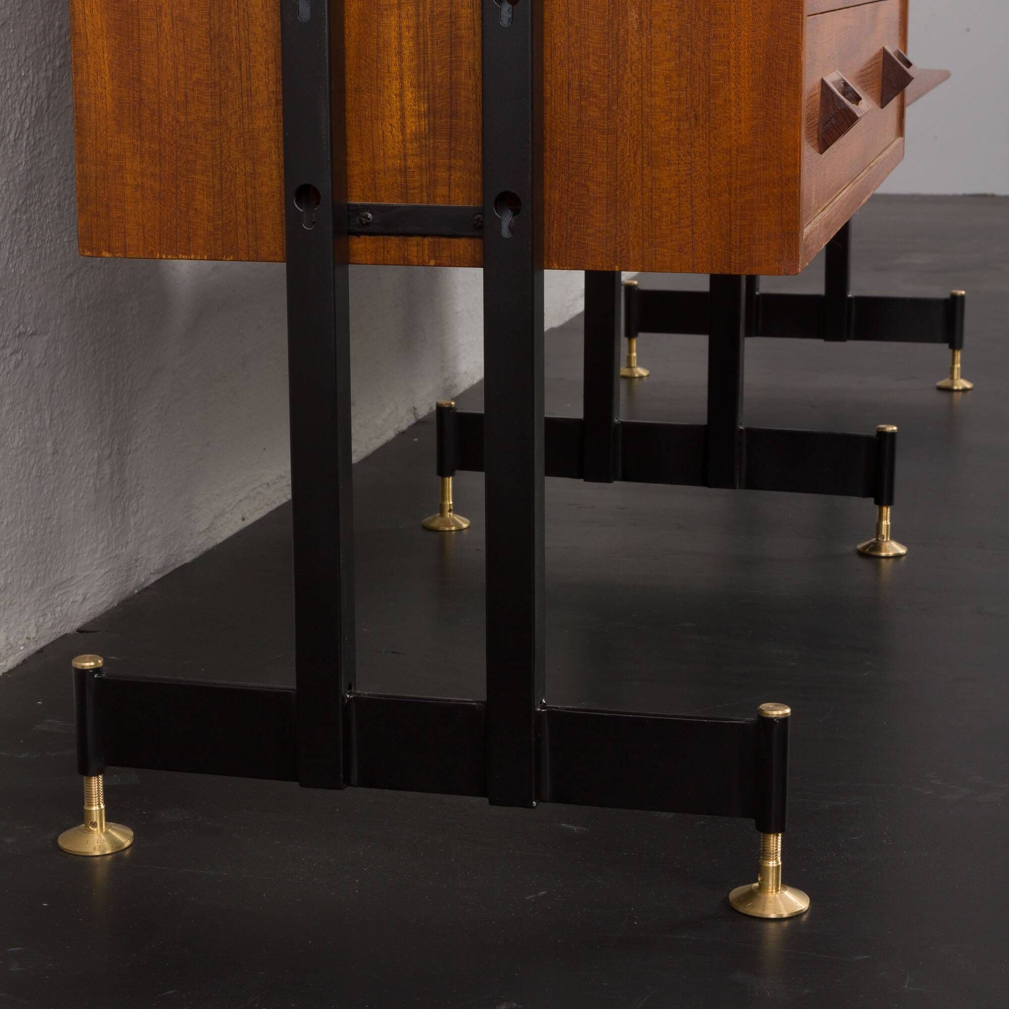 Italian mid century free standing wall unit or room divider with secretaire or bar cabinet, 1960s