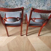 Rare - Set of 4 Louis Philippe/restoration style chairs with medallion - Colour blue / cherry wood