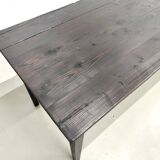 Large 1950s Farm Table in Burnt Wood (Shou Sugi Ban) – L245 cm