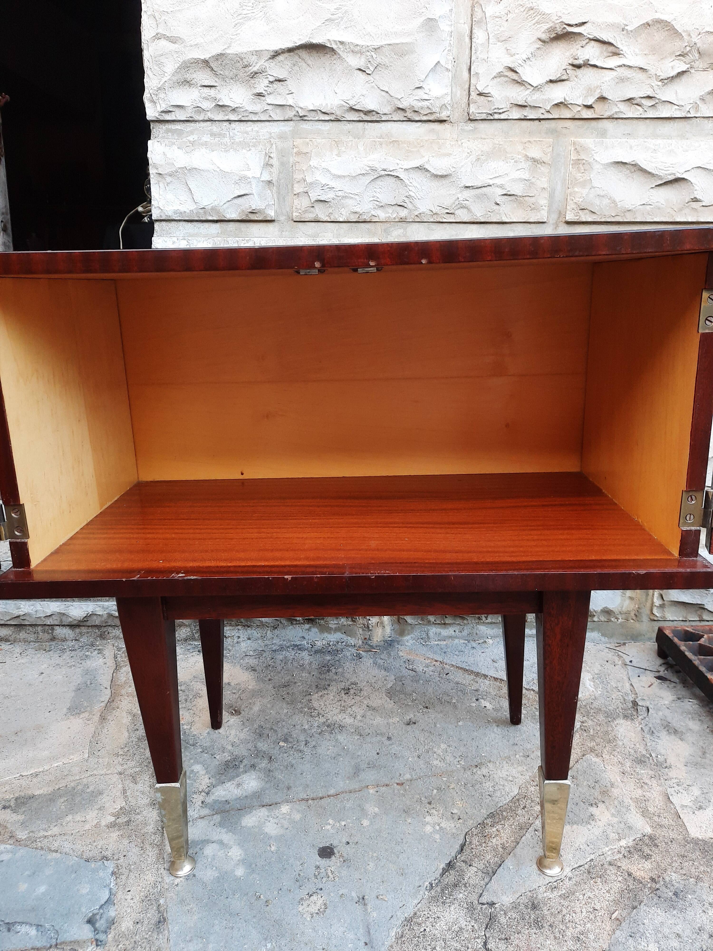 Vintage bedside table veneer wood varnish
