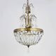 Chandelier, crown ceiling light in brass, 3 levels, 1 light, water drop pendants. 70s