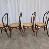 Set of 4 Vintage Thonet Style Dining Chairs: Bentwood Cane Seat, 1970s Bist