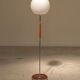 Modernist floor lamp in teak, chrome metal, opaline, Czechoslovakia 60s