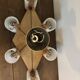 Vintage Scandinavian chandelier 6 lights – Wood and frosted Perspex – 1960s/70s