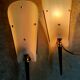 Pair of vintage plexi and bakelite 50s wall lamps
