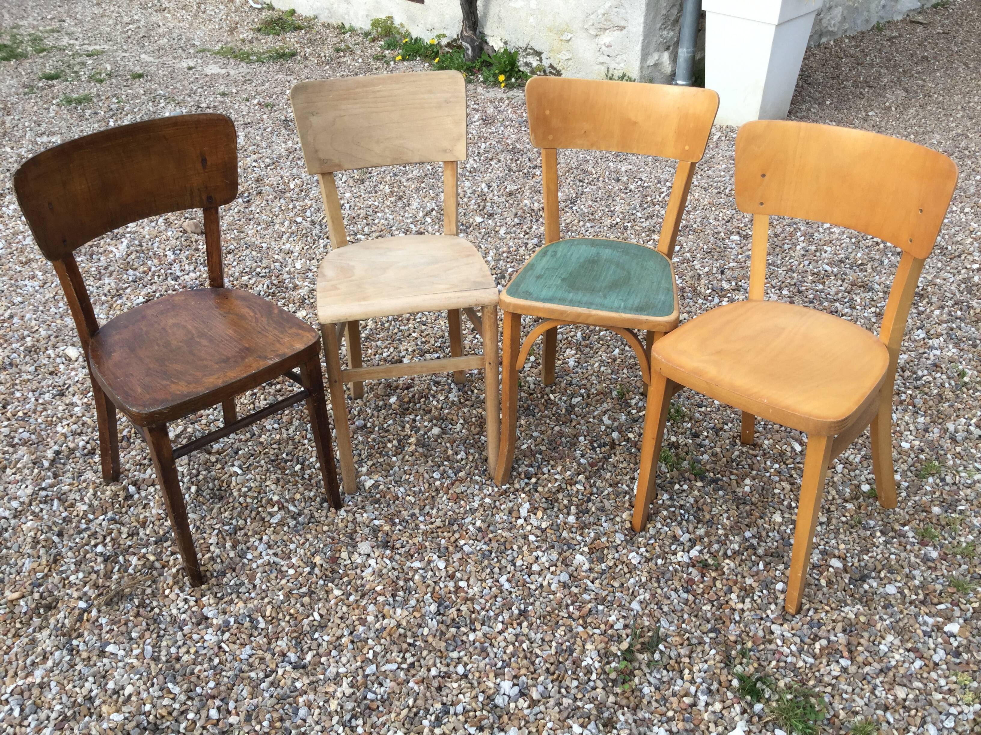 Set of four mismatched Thonet Bauman and Luterma chairs