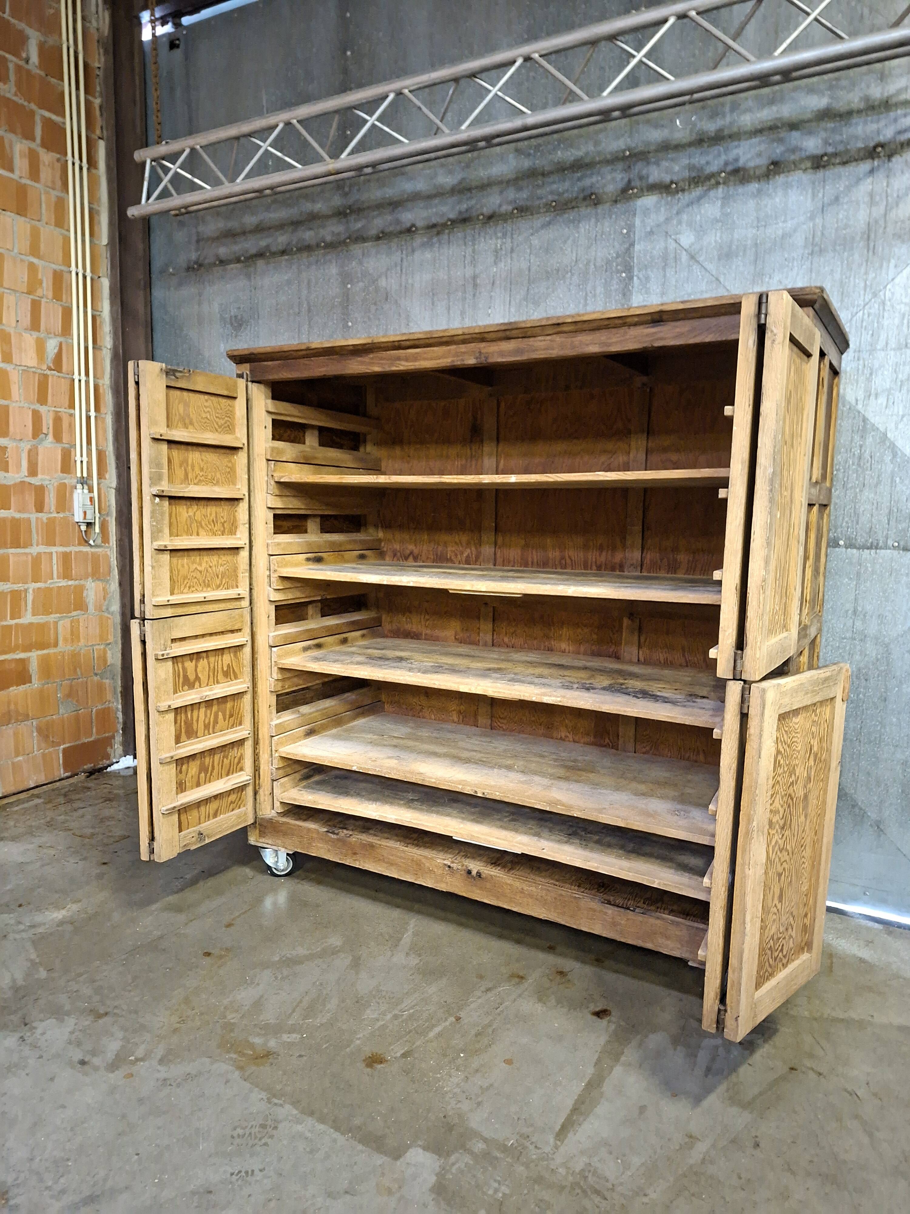 Antique baker's cabinet / fermentation cabinet on wheels