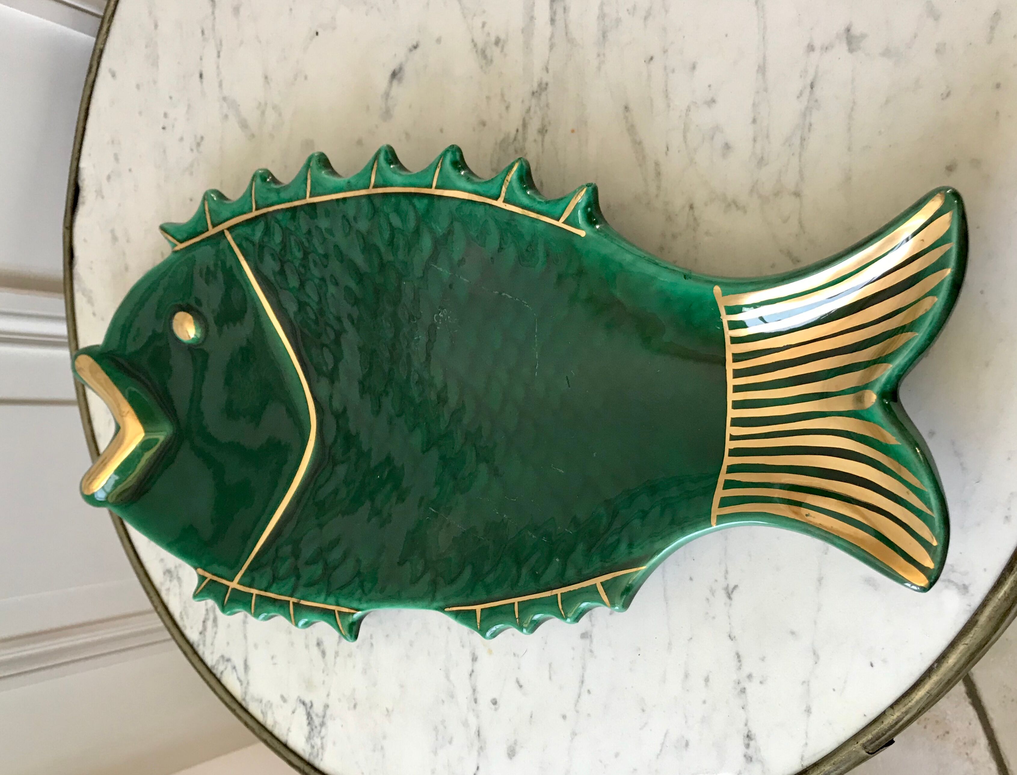 Fish dish in green and golden slurry 50s