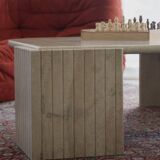 Vintage travertine coffee table, "Eye" model, by Rochebobois