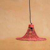 Vintage tulip hanging lamp in rattan