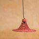 Vintage tulip hanging lamp in rattan