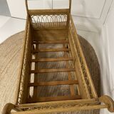 Wooden and rattan baby bed