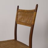 Ensemble de 4 chaises de salle à manger italiennes en teck et rotin