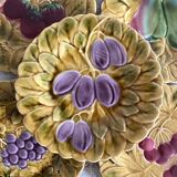 Sarreguemines barbotine plates with fruit decoration
