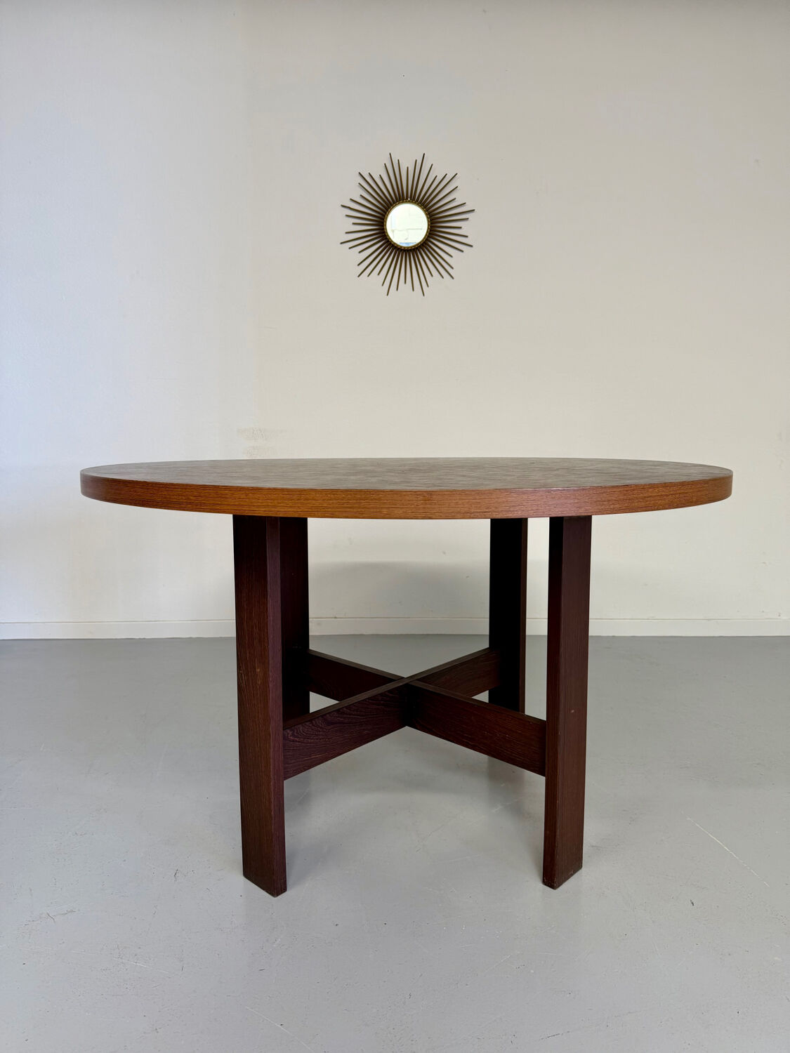Vintage marquetry wooden table designed by Dieter Waeckerlin for Idealheim an70.