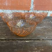 6 vintage pink moulded glass bowls arcoroc rosaline