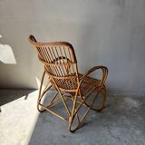 Fauteuil en bambou et rotin dans l'esprit de Louis Sognot, France 50s